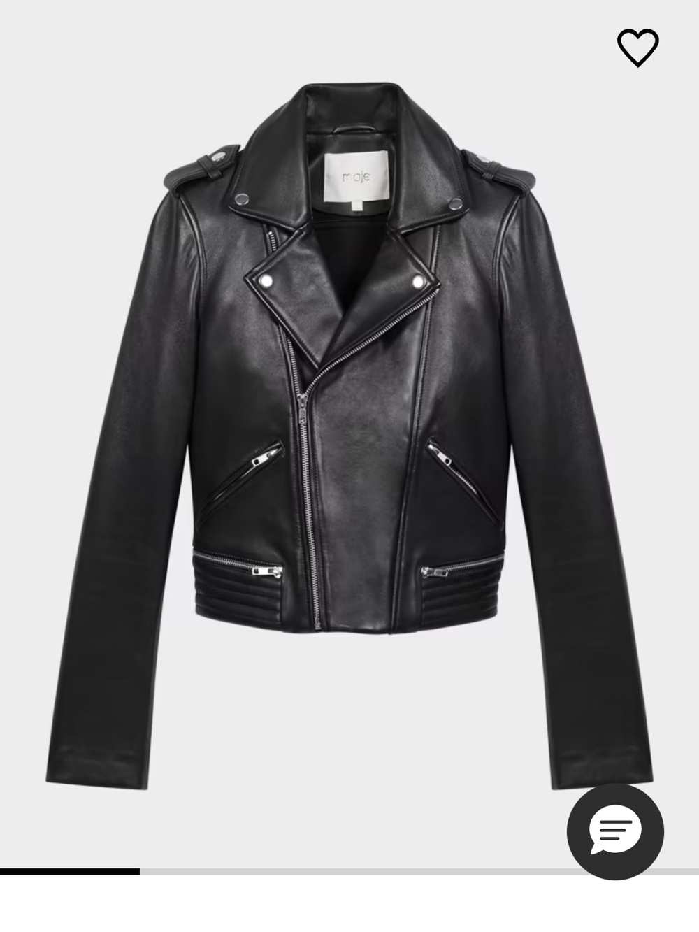 Maje Black Leather Basalt Biker Jacket